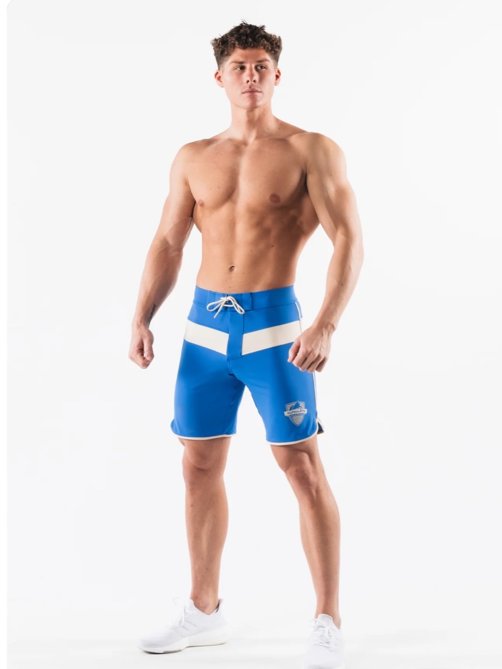 Alphalete Men's Blue Swim Board Shorts In Royal Tan Size 34 (A5)